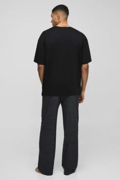 Outlet boohooMAN Relaxed Tonal Heart Lounge Set black
