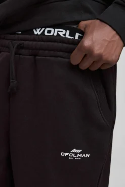 Online boohooMAN Relaxed Wide Leg Double Waistband Distressed Joggers black