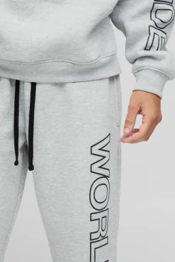 Cheap boohooMAN Relaxed Worldwide Joggers grey marl