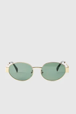 Hot boohooMAN Retro Sunglasses In gold