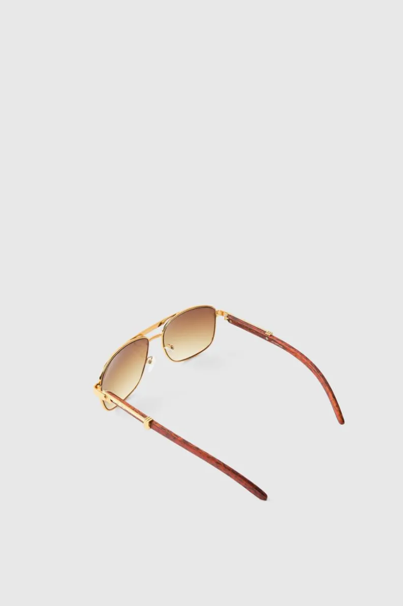 Hot boohooMAN Retro Tinted Lense Sunglasses brown