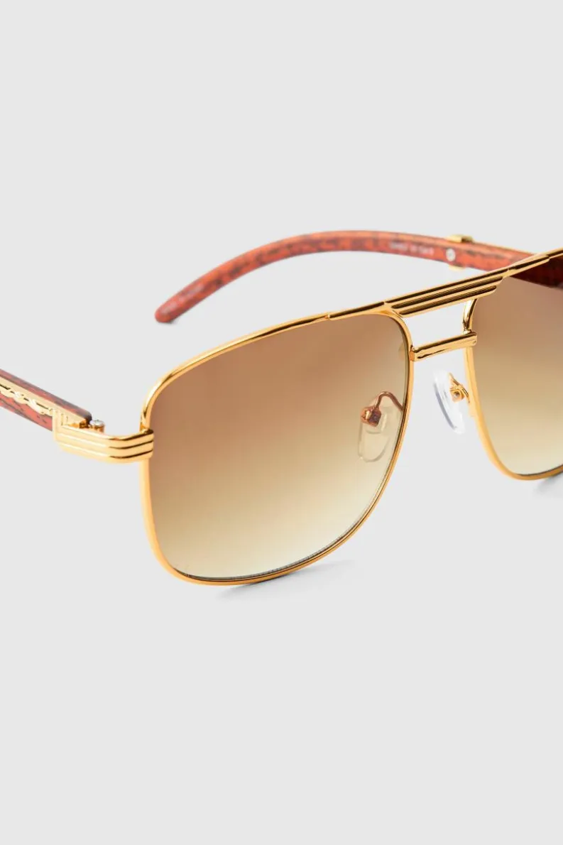 Hot boohooMAN Retro Tinted Lense Sunglasses brown