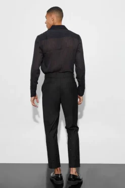 Fashion boohooMAN Rhinestone Detail Tapered Suit Trousers black