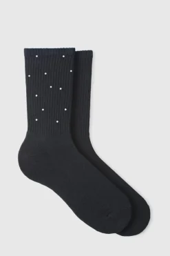Outlet boohooMAN Rhinestone Socks black
