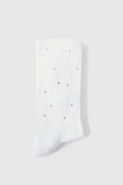 Flash Sale boohooMAN Rhinestone Socks white