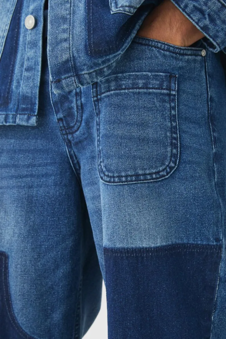 Best Sale boohooMAN Rigid Baggy Carpenter Dyed Jeans mid blue