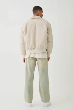 Flash Sale boohooMAN Satin Collared Bomber Jacket In ecru