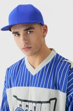 Cheap boohooMAN Satin Snapback In blue