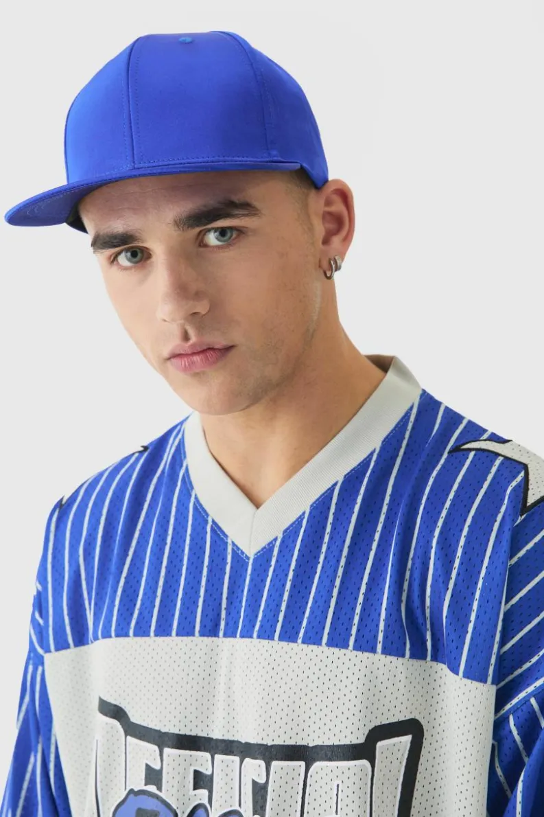 Cheap boohooMAN Satin Snapback In blue