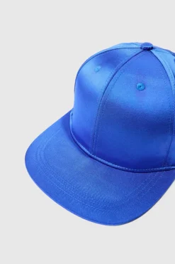 Cheap boohooMAN Satin Snapback In blue
