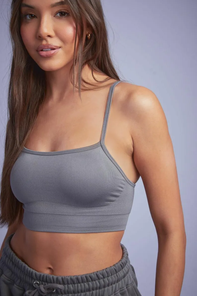 Clearance boohoo SEAMLESS CONTOUR RIBBED ACTIVE SET charcoal