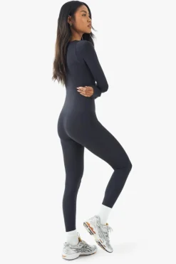 Store boohoo Seamless Sculpt Waist Plunge Long Sleeve Unitard black