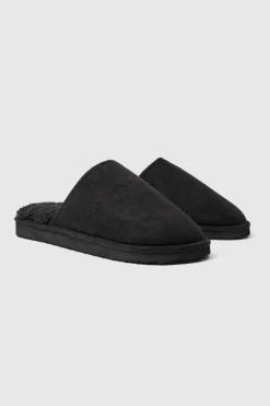 Fashion boohooMAN Sherpa Lined Slipper black