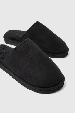 Fashion boohooMAN Sherpa Lined Slipper black