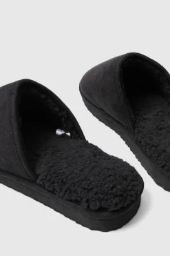 Fashion boohooMAN Sherpa Lined Slipper black