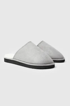 Fashion boohooMAN Sherpa Lined Slipper grey marl