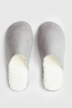 Fashion boohooMAN Sherpa Lined Slipper grey marl