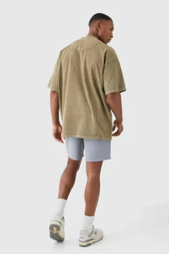 Cheap boohooMAN Shorter Length Relaxed Fit Elasticated Waist Chino Shorts in grey