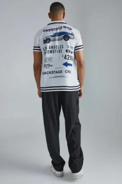 Clearance boohooMAN Short Sleeve Bowling Border Shirt white