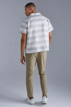 Sale boohooMAN Short Sleeve Boxy Colour Pop Stripe Shirt orange