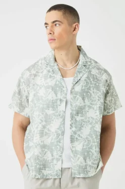 Online boohooMAN Short Sleeve Boxy Slub Tie Dye Shirt stone