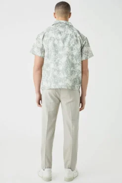 Online boohooMAN Short Sleeve Boxy Slub Tie Dye Shirt stone
