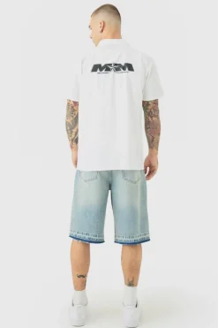 Best Sale boohooMAN Short Sleeve Concealed Placket Moto Poplin Shirt white