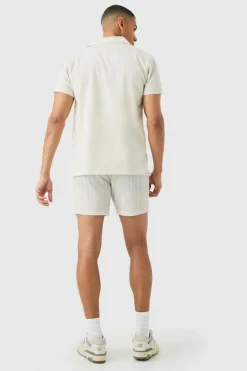Fashion boohooMAN Short Sleeve Linen Shirt natural