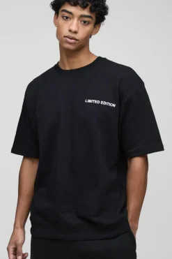 Hot boohooMAN Short Sleeve Oversized Boxy Limited Edition T-Shirt black