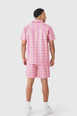 Hot boohooMAN Short Sleeve Oversized Check Pu Shirt multi