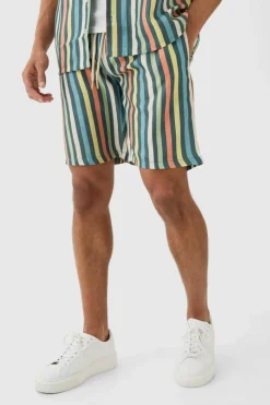 Online boohoo Short Sleeve Oversized Revere Stripe Set multi