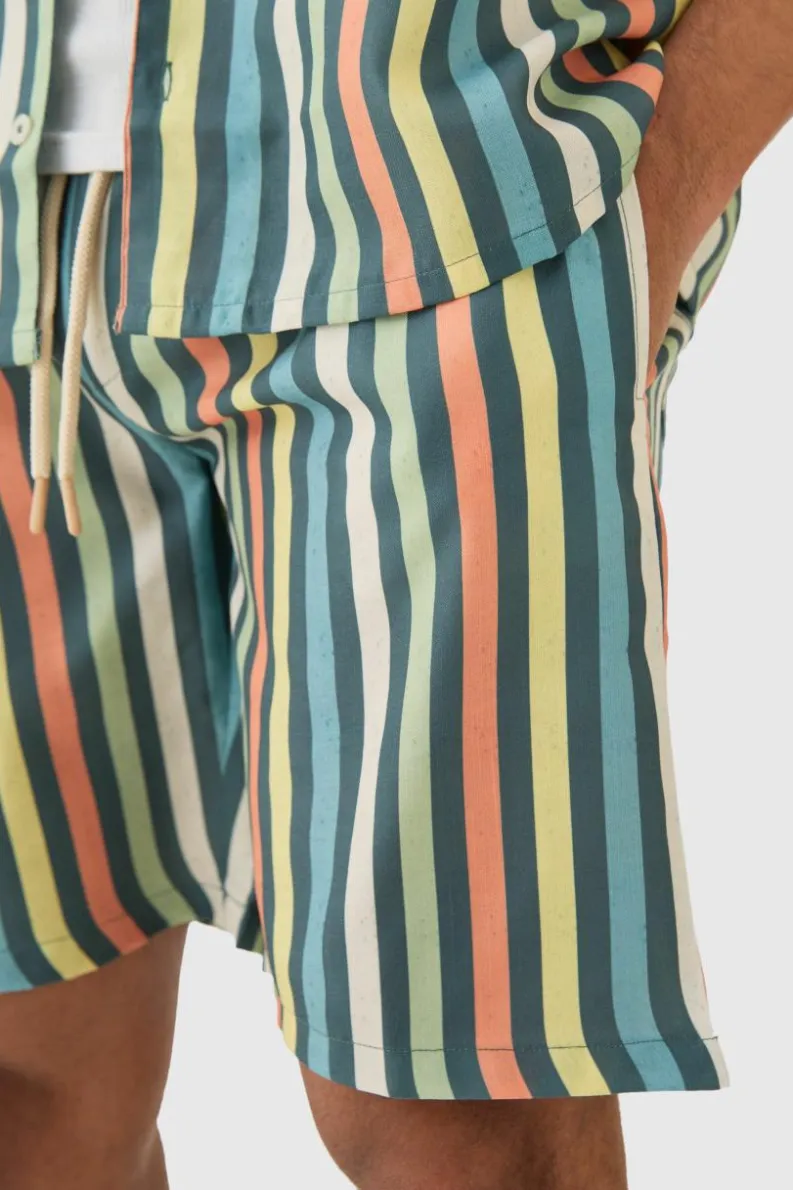 Online boohoo Short Sleeve Oversized Revere Stripe Set multi