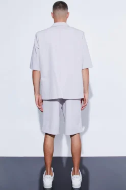 Hot boohoo Short Sleeve Oversized Single Breasted Suit light grey