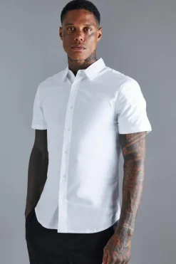 New boohooMAN Short Sleeve Slim Shirt white