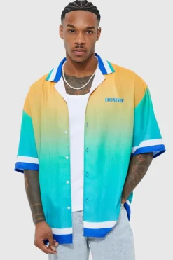 Sale boohooMAN Short Sleeve Slub Boxy Oversized Graphic Shirt multi