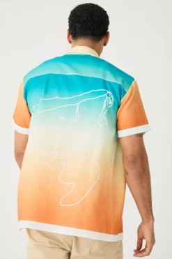 New boohooMAN Short Sleeve Slub Ombre Line Shirt multi