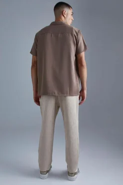 Outlet boohooMAN Short Sleeve Soft Twill Smart Shirt taupe