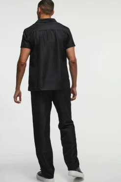 Best Sale boohooMAN Short Sleeve Soft Twill Smart Shirt & Trouser Set black