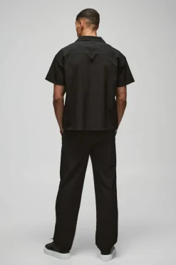 Clearance boohooMAN Short Sleeve Stretch Boxy Fit Shirt black