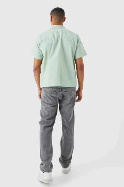 New boohooMAN Short Sleeve Teflon Boxy Shirt sage