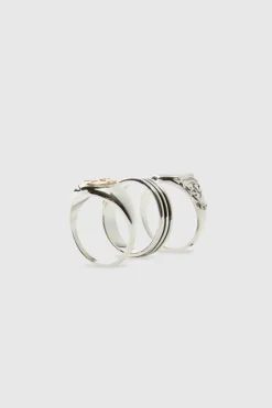 Cheap boohooMAN Signet Ring 3 Pack silver