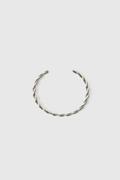 New boohooMAN Curved Bangle silver