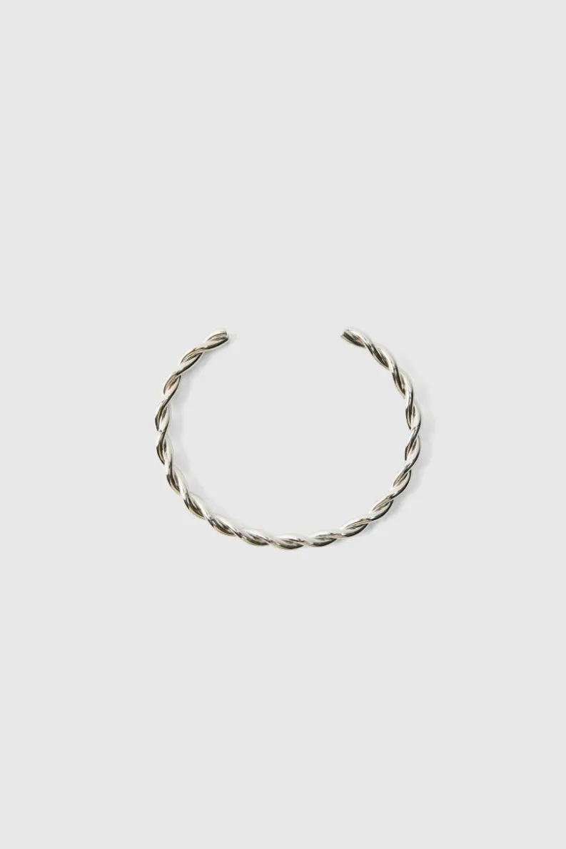 New boohooMAN Curved Bangle silver