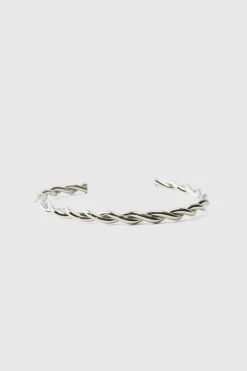 New boohooMAN Curved Bangle silver