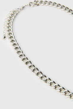 Best Sale boohooMAN Iced Tab Necklace silver