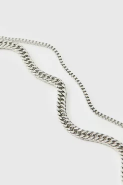 Clearance boohooMAN Layered Chain Necklace silver