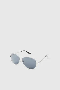 Clearance boohooMAN Metal Navigator Sunglasses silver