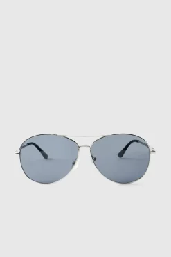 Clearance boohooMAN Metal Navigator Sunglasses silver
