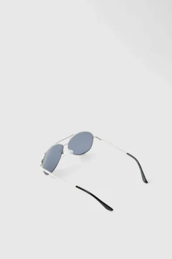Clearance boohooMAN Metal Navigator Sunglasses silver