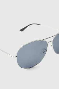 Clearance boohooMAN Metal Navigator Sunglasses silver